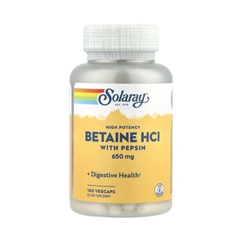 Бетаїн із пепсином HCL with Pepsin 650 мг, Solaray, 100 капсул