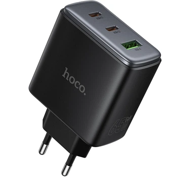 Сетевое зарядное устройство HOCO C160A Upgrade PD65W+QC3.0 (1USB-A/2C) (Black) (254495)