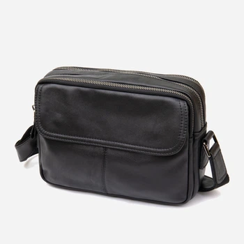 Сумка кросс боди через плечо мужская из натуральная кожи Vintage leather-14548 Черная
