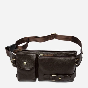 Сумка на пояс бананка мужская из натуральная кожи Vintage leather-14747 Коричневая