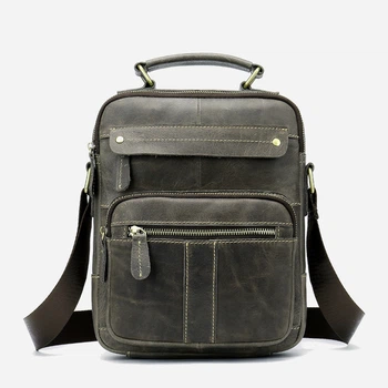 Сумка планшет через плечо мужская из натуральная кожи Vintage leather-20028 Серая