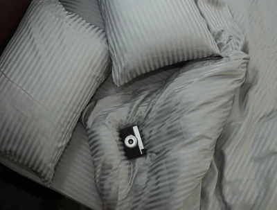 Постільна білизна KoTetextile з страйп-сатину полуторка 155-215 см 50-70 2шт з резинкою сірий