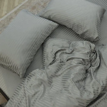 Постільна білизна KoTetextile з страйп-сатину євро МАКСІ 220-240 см 70-70 2шт сірий