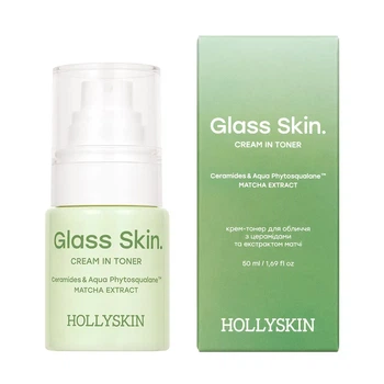 Крем-тонер для обличчя HOLLYSKIN Glass Skin з церамідами та екстрактом матчі 50 мл