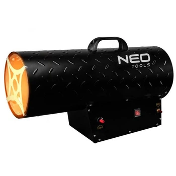 Тепловая пушка газовая Neo Tools, 50кВт, 1000 м3/ч, 1.5 бар, расход 3.63 кг/ч, редуктор давления, шланг 1.5 м, пьезозажигание 90-085