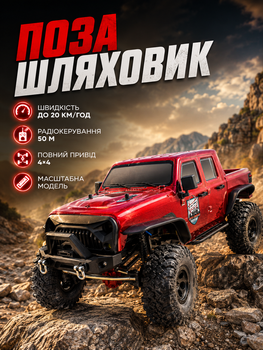 Гоночный внедорожник RGT SCALE ROCK CRUISER радиоуправляемый скорость 20 км/ч для детей модель DEFUER BODY R86299-2 LS-483