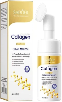Пінка мус для вмивання зі щіточкою з колагеном Sadoer Pure Natural Active Collagen Anti Aging Clean Mousse. 120 мл (6942349798203)
