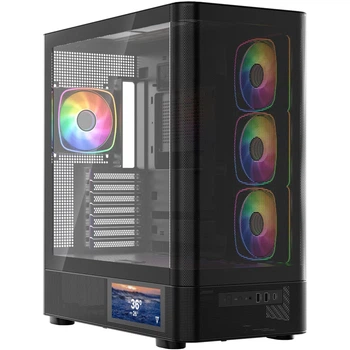 Корпус Modecom VOLCANO AQ400 ARGB MIDI SIDE LCD 6,2”, 4x120mm fans BLACK без БЖ ATX (MC-A-AQ400-4FA-B)