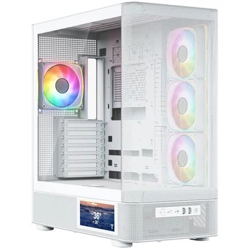 Корпус Modecom VOLCANO AQ400 ARGB MIDI SIDE LCD 6,2”, 4x120mm fans WHITE без БЖ ATX (MC-A-AQ400-4FA-W)
