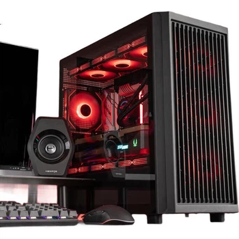 Компьютерный корпус Aigo Yufeng W80 Black M-ATX для настольных компьютеров (полностью прозрачная панель из закаленного стекла с боков / сетчатая охлаждающая поверхность / система водяного охлаждения 360 мм / видеокарта 4090)
