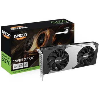 Видеокарта GeForce RTX 5070, Inno3D, TWIN X2 OC, 12Gb GDDR7 (N50702-12D7X-195064N)