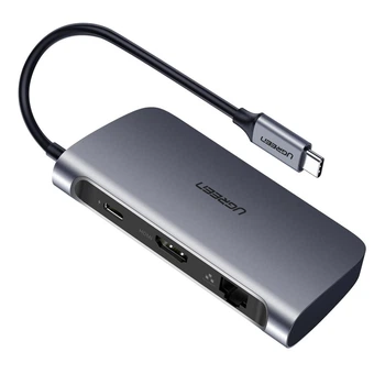 Перехідник/Хаб Ugreen 6 в 1 USB-C/Type-C to 3xUSB 3.0/1xHDMI/1xUSB-C/1xRJ-45 Gigabit LAN (CM212/50771) (Space Gray)