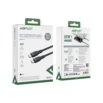 Кабель ACEFAST C8-03 USB-C USB-C, PD 60 Вт, 1,2 м, чорний, 1 шт.