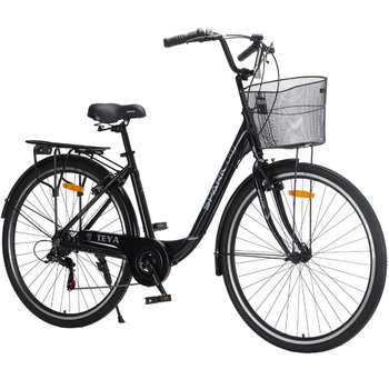 Велосипед SPARK CITY TEYA 28`` ал18`` жв v-brake с корзиной чёрный