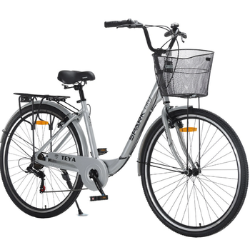 Велосипед SPARK CITY TEYA 28` ал18`` жв v-brake з кошиком сірий