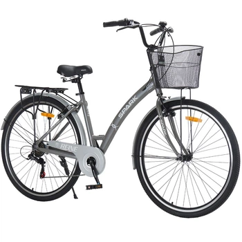 Велосипед SPARK CITY REINE 28`` ал18`` жв v-brake с корзиной серый