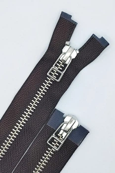 Блискавка YKK металева тип 5 Коричневий колір/нікель 90 см 2 бігунки DA8DHR