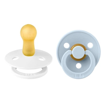 Пустушка BIBS 6-18 m Colour Latex Round (кругла) – White/Baby Blue 2 PACK
