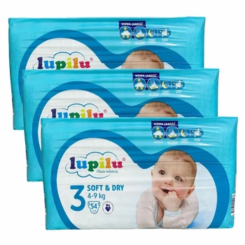 Підгузки памперси Lupilu Soft & Dry Розмір 3 (4- 9 кг) 162 шт набір 3 упаковки по 54 шт