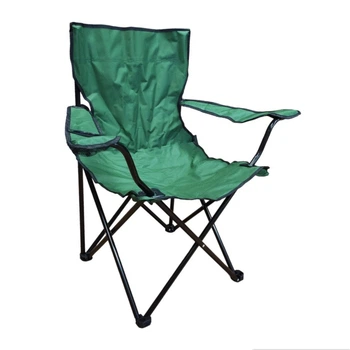 Розкладний туристичний стілець зі спинкою та підстаканником Camping Quad Chair HX 001 навантаження до 120 кг, 80×50×50 см, тканина Оксфорд 600D + ПВХ покриття, Темно-зелений