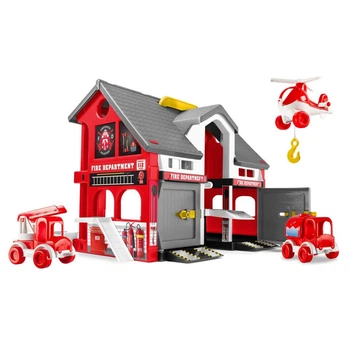 Іграшковий конструктор MIC "Fire station - Пожежна станція" двоповерховий будинок з транспортними засобами (Wader)