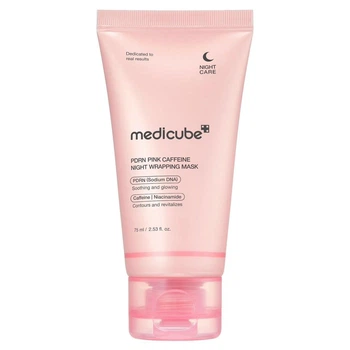 Ночная восстанавливающая маска-пленка с полинуклеотидами и кофеином Medicube PDRN Pink Caffeine Night Wrapping Mask 75 ml