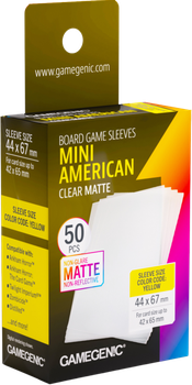 Набір чохлів для карт Gamegenic Board Game Sleeves - Mini American 44 x 67 мм 50 шт Clear Matte (4251715419915)