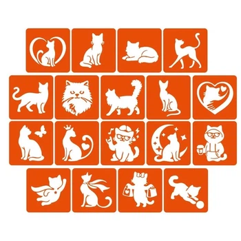 Набор трафаретов для био-тату "Котики" Fresh Tattoo cats-5x5-18