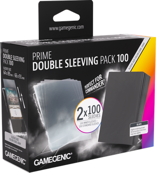 Набір чохлів для карт Gamegenic Prime Double Sleeving Pack 64x89/66x91 мм 2x100 шт Black (4251715419489)