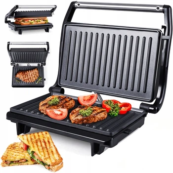 Электрический гриль 700 Вт для кухни 23x14,5 см антипригарное покрытие Clatronic FK-1406