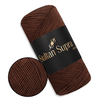 Пряжа Sultan Supra, Шоколад №3217, шнур для вязания сумок и шляп - 200 г / 200 м, 80% полиэстер / 20% хлопок