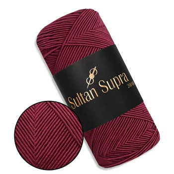 Пряжа Sultan Supra, Бордо №3214, шнур для вязания сумок и шляп - 200 г / 200 м, 80% полиэстер / 20% хлопок