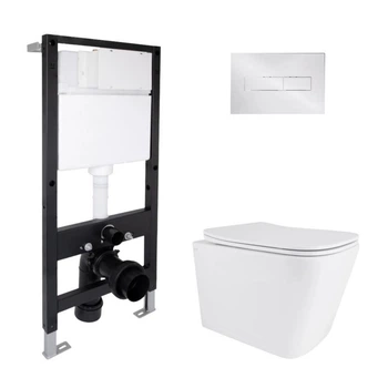 Комплект инсталляции Qtap Standard с подвесным унитазом Tern Ultra Quiet и панелью смыва, технология Tornado 3, линейная