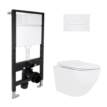 Готове рішення Qtap для ванної кімнати: підвісний унітаз Jay Rimless 485x360x320 + комплект інсталяції Standard (лінійна клавіша