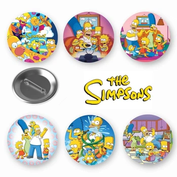Набір закатних значків мультфільм The Simpsons Сімпсони 6 шт (ЗН10125)