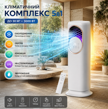 Мобильный кондиционер Top Kitchen TK-00248 5в1 до 30 м² с обогревом увлажнением ионизацией белый