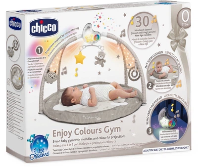 Mata edukacyjna z melodiami i projektorom Chicco First Dreams Enjoy Colours 3 w 1 Beżowa (8058664112524)