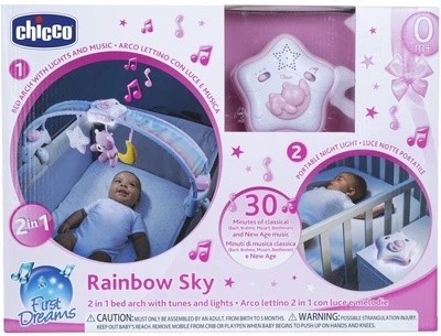 Nocna lampka do łóżka Chicco „Tęczowe światło„ Różowa (8058664143283)