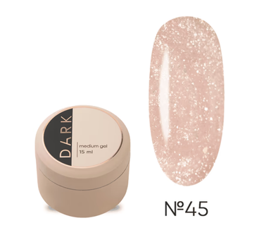 Гель для укрепления ногтей Dark Medium Gel No45 персиковый с мелким шиммером 15 мл