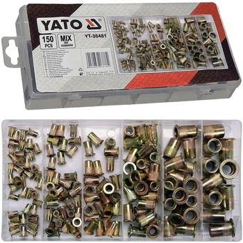 Набір нютогайки YATO сталеві заклепки М3-М10 150 штук YT-36481