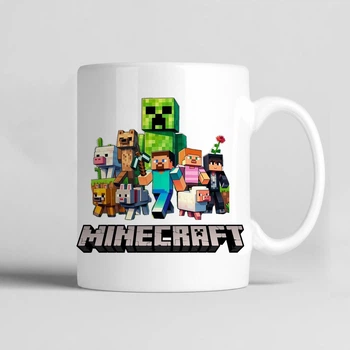 Чашка керамічна біла 330 мл з принтом "Minecraft" (Майнкрафт)