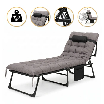 Розкладне ліжко до 150 кг з матрацом та подушкою LEOBRO Grey (LB-FB-A1-GRY)