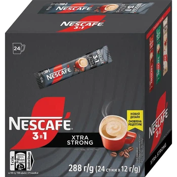 Кавовий напій Nescafe 3 в 1 Xtra Strong стік 12 г x 24 шт х 20 блоків