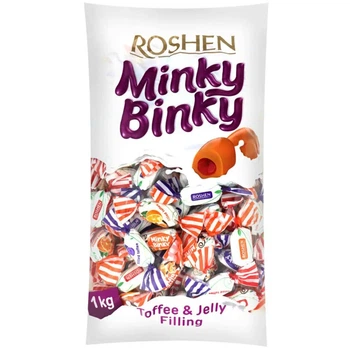Цукерки ірис Roshen Minky Binky з желейною начинкою 1 кг