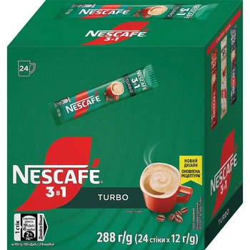 Кавовий напій Nescafe 3 в 1 Turbo стік 12 г x 24 шт