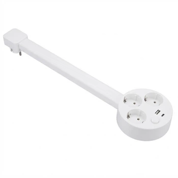 Поворотний телескопічний подовжувач 360 Power Strip, 3 розетки і 2 порти для зарядки USB-A, Type-C