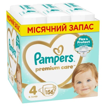 Подгузники Pampers Premium Care Размер 4 (9-14 кг) 156 шт (8006530223591)