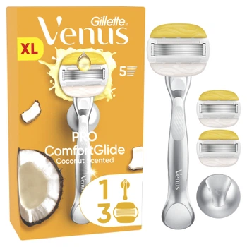 Бритва Gillette Venus Pro ComfortGlide Coconut с 3 сменными картриджами + крючок для бритвы (8700216970105)