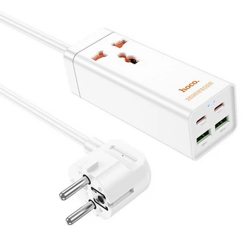 Удлинитель Hoco AC10A Talent PD65W+QC3.0 (2USB-A/2C/1xSocket) (1.5m) White