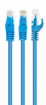 Патч-корд Cablexpert PP6U-1M/B, UTP, категория 6, литой, 50u" штекер с фиксатором, 1 м, синий